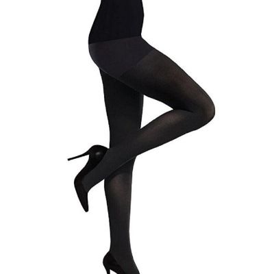 Commando Women's Control Top Ultimate Opaque Matte Black Tights Size L - HC70T1